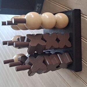 New Hammer + Axe 3D Wood Tic Tac Toe Coffee Table Stacking Wood Game NIB